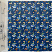 Navy blue ocean animals whales turtles