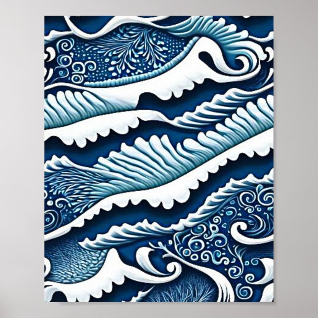 Navy blue ocean poster (Front)