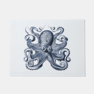 Navy Blue Octopus illustration by Ernst Haeckel Doormat