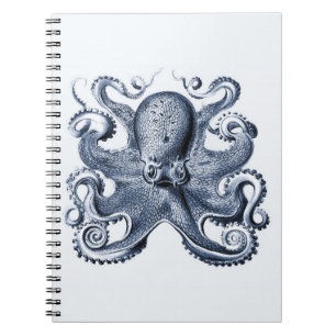 Navy Blue Octopus illustration by Ernst Haeckel Notebook
