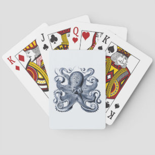 Navy Blue Octopus illustration by Ernst Haeckel Playing Cards