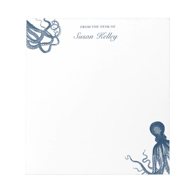 Navy Blue Octopus Personalized Notepad (Front)