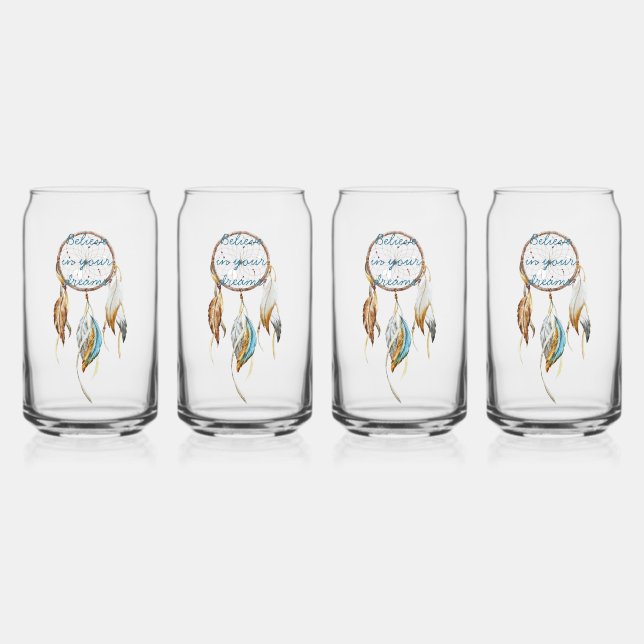 Navy Blue Ombre Dream catcher  Can Glass (Front)