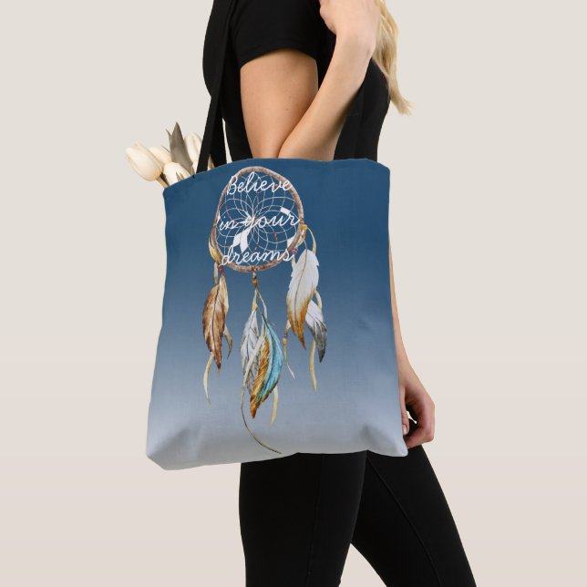 Navy Blue Ombre Dream catcher  Tote Bag (Close Up)