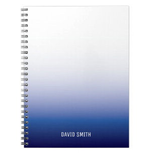 Navy Blue Ombre Professional Custom Name Notebook