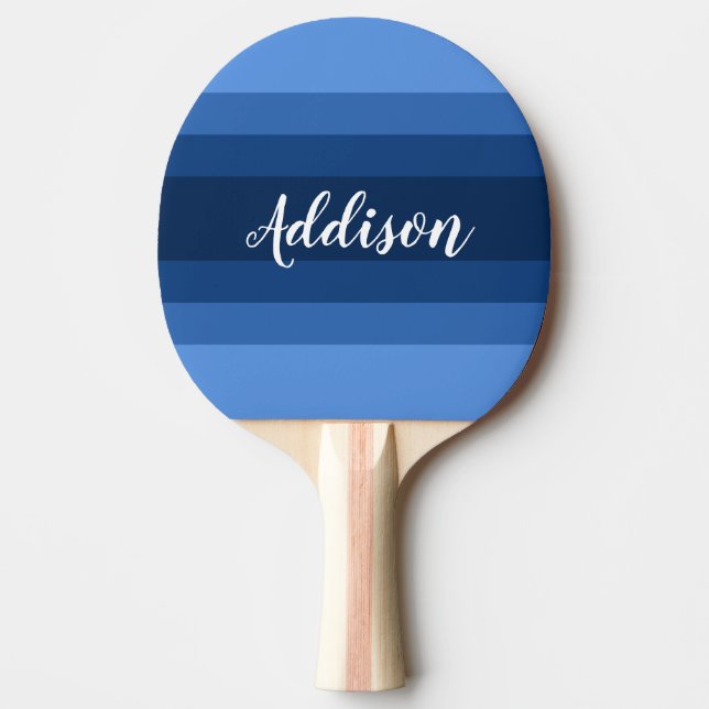 Navy Blue Ombre Stiped Custom Pillow Ping Pong Paddle (Front)