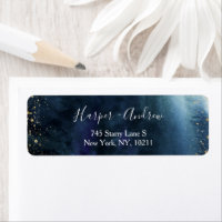 Navy Blue Ombre Watercolor Elegant Adresse de reto
