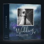 Navy Blue Ombre Wedding Photo Album Binder<br><div class="desc">Elegant Wedding photo album that's customizable with your own photo on the cover with your names and wedding date. The background is in this gorgeous dark navy blue watercolor ombre. Texts and photo are easily customizable online.</div>