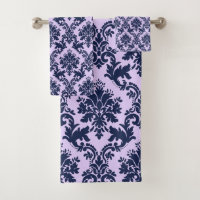 Navy blue on lavender vintage floral damasks