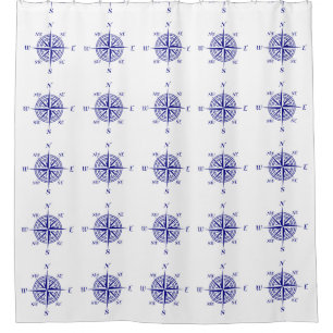 Navy Blue On White Coastal Decor Compass Rose