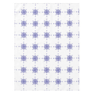 Navy Blue On White Coastal Decor Compass Rose Tablecloth