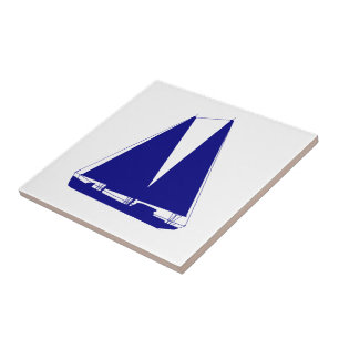 Navy Blue On White Coastal Decor Sailboat Tile