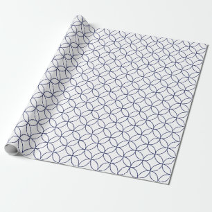 Navy Blue on White Overlapping Circles Wrapping Paper