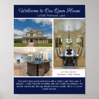 Navy Blue Open House Welcome Real Estate Photo