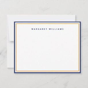 Navy Blue & Orange Border Simple Minimalist Card