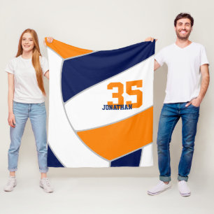 navy blue orange boys girls ginormous volleyball fleece blanket