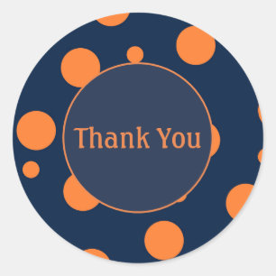 Navy Blue Orange Dots Thank You Sticker