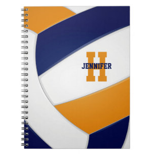 navy blue orange girls boys volleyball  notebook