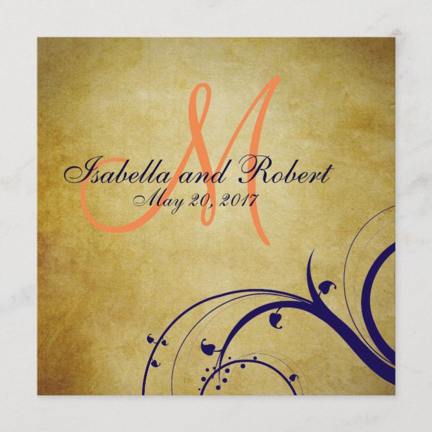 Orange And Blue Wedding Invitations & Announcements | Zazzle CA