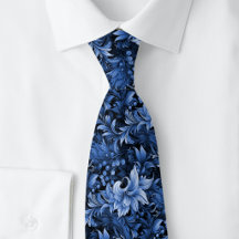 Navy Blue Ornate Botanical