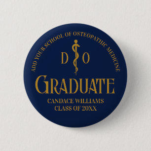 Navy Blue Osteopathic Medical School Graduation 2 Inch Round Button