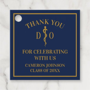 Navy Blue Osteopathic Medical School Graduation Favour Tags