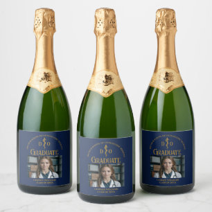 Navy Blue Osteopathic Medical School Graduation Sparkling Wine Label