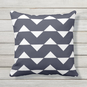 Navy Blue Outdoor Pillows Chevron Pattern
