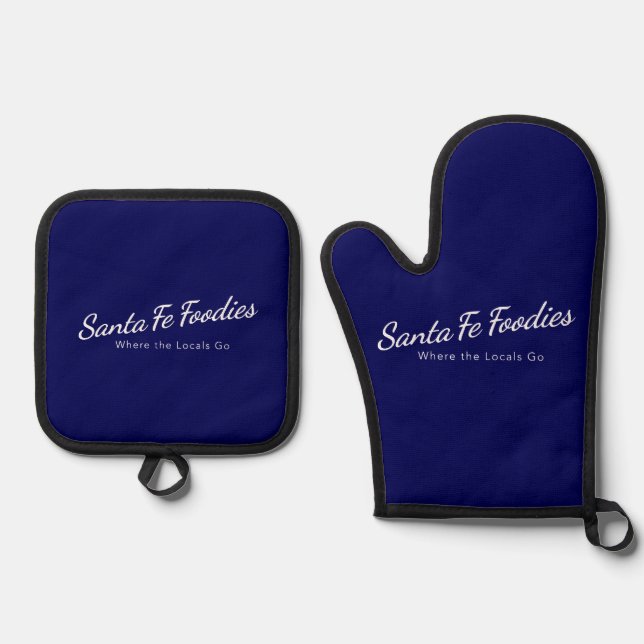 Navy Blue Oven Mitt, Potholder Set (Front)