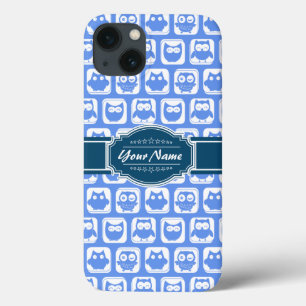 Navy Blue Owl Personalized Name iPhone 13 Case