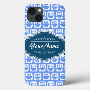 Navy Blue Owl Personalized Name iPhone 13 Case