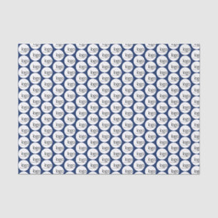 NAVY BLUE OWN LOGO REPEATING PATTERN BUSINESS TISSUE PAPER