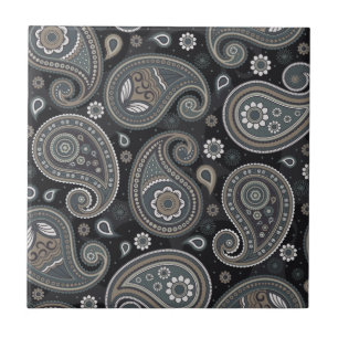 Navy blue paisley tile