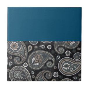 Navy blue paisley tile