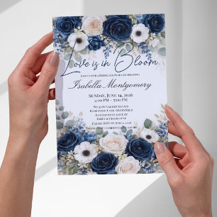 Navy Blue Palette Love Is in Bloom Bridal Shower Invitation