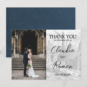 Navy Blue Paris Passport Thank You Card