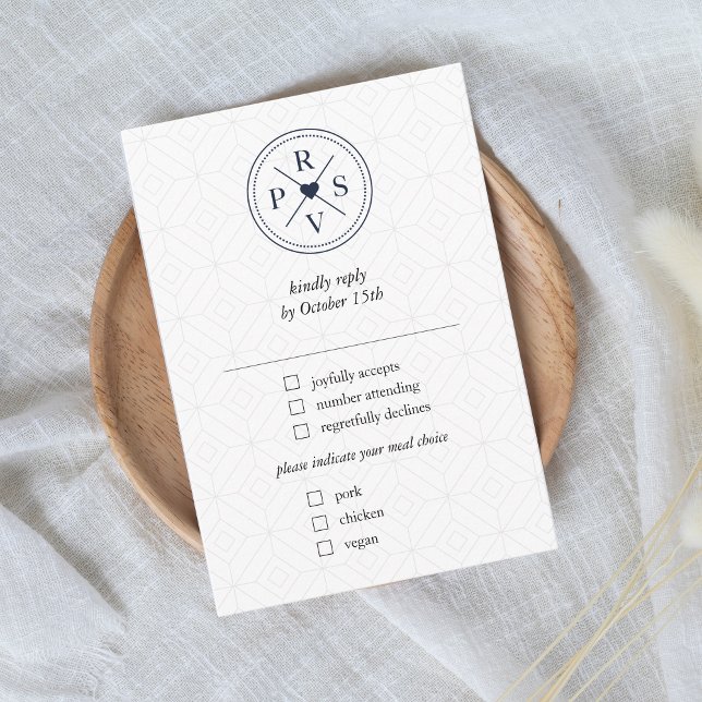 Navy Blue Passport Destination Wedding Travel RSVP Card (Destination Wedding RSVP card)