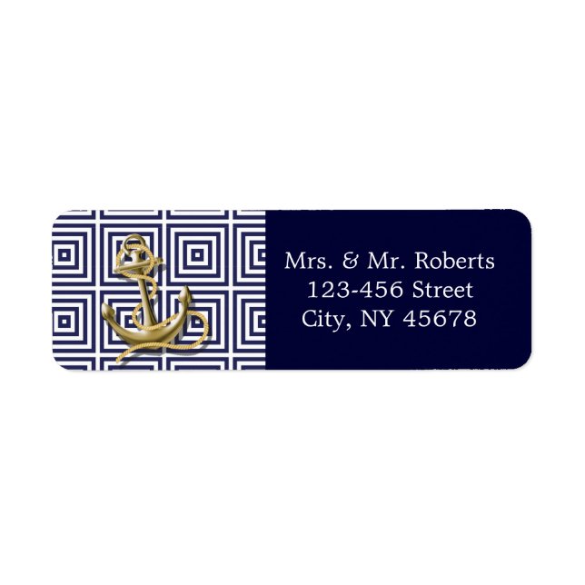 Navy Blue pattern anchor nautical wedding (Front)