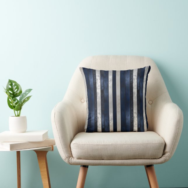 Navy Blue Pattern Throw Pillow (Chair)