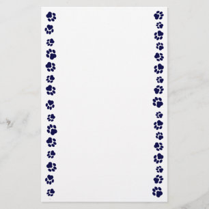 Navy Blue Pawprint Stationery