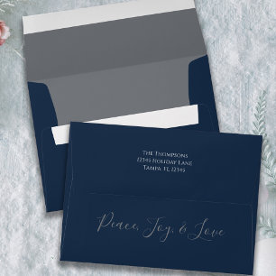 Navy Blue Peace Joy and Love Holiday Envelope