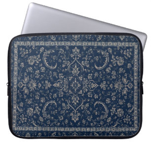 Navy Blue Persian Floral Laptop Sleeve 