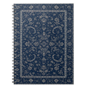 Navy Blue Persian Floral Rug Notebook