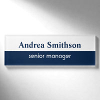 Navy blue personalised name tag badge