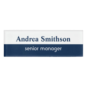 Navy blue personalised name tag badge