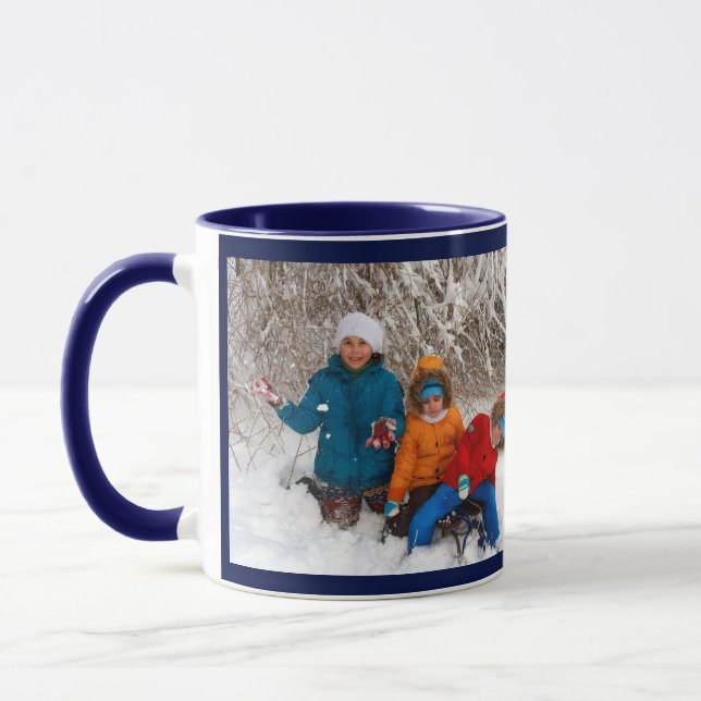Navy Blue Personalize Photo Template Gift Coffee M Mug (Left)
