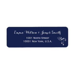 Navy Blue Personalized Address Labels With Hearts