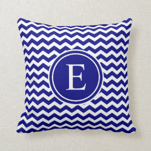Navy Blue Personalized Chevron Monogram Throw Pillow