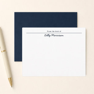 Navy Blue Personalized From the Desk Of Card