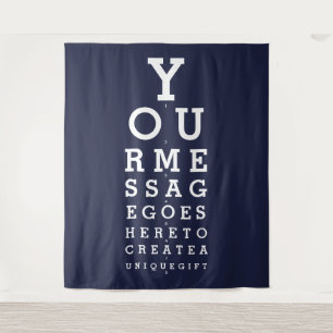 Navy Blue Personalized Fun Eye Test Photo Backdrop Tapestry